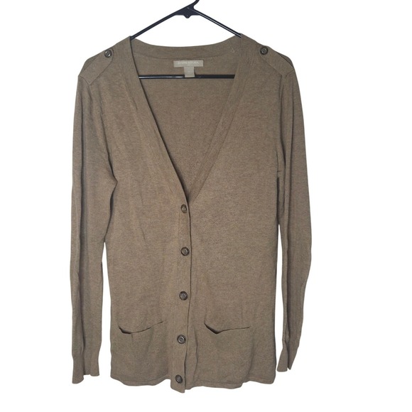 Banana Republic Sweaters - Banana Republic Womens Cardigan Sweater Khaki Tan Button Front V Neck Cotton, M